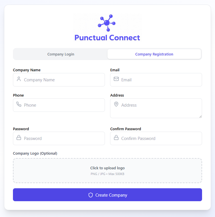 Company Signup. Admin